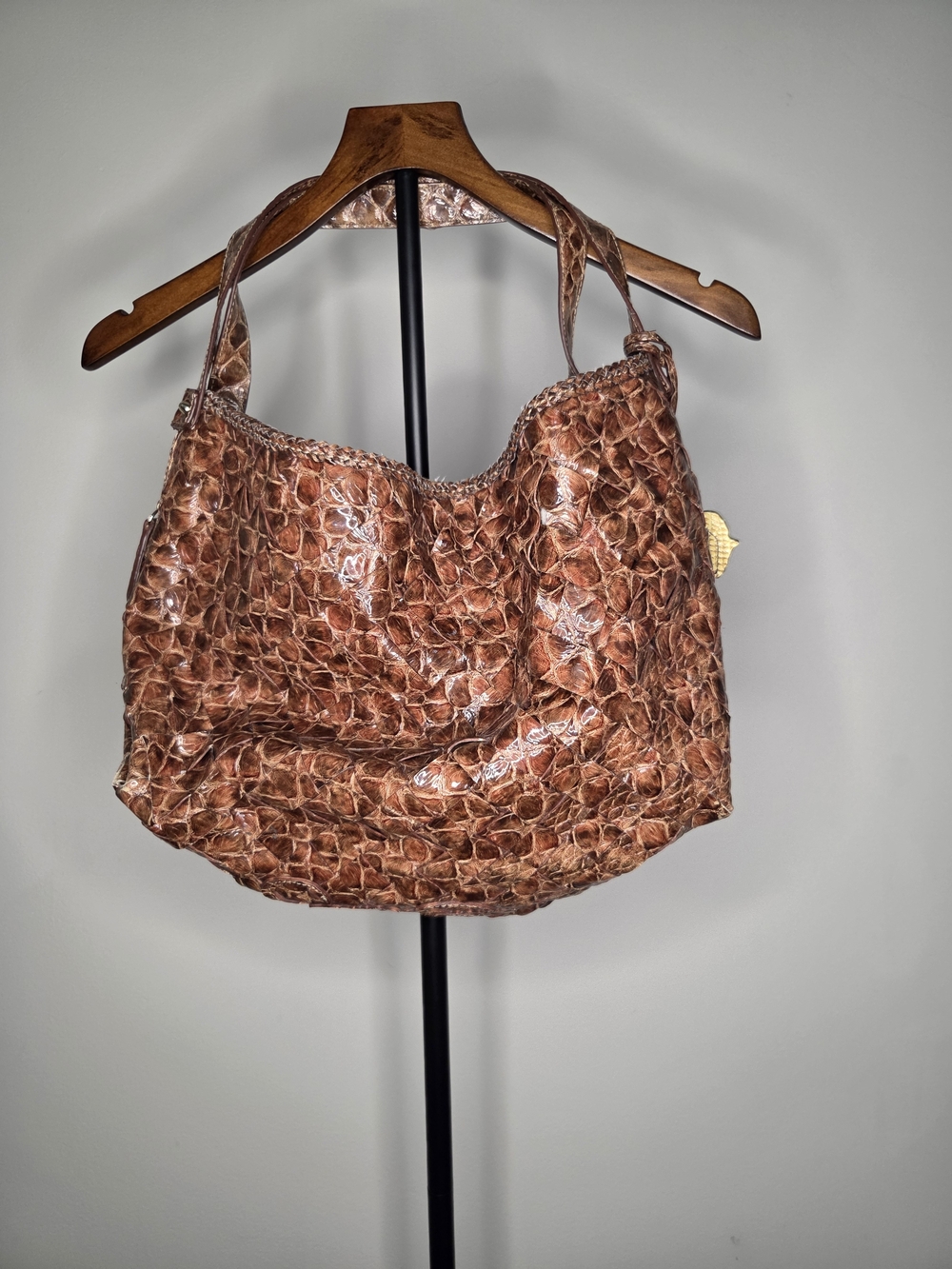 Jessica Simpson Brown Textured Leather Shoulder Bag